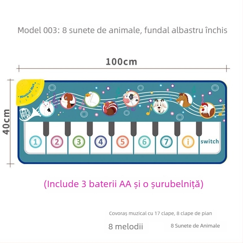 Covoraș muzical educativ pentru copii, saltea de dans cu pian pedalat, jucărie muzicală multifuncțională