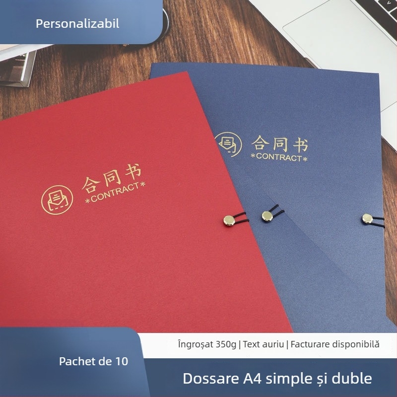 Pachet de documente imprimat în culoare, personalizat, cu inserții pentru licitații pe hârtie cu efect cupru – design copertă contract
