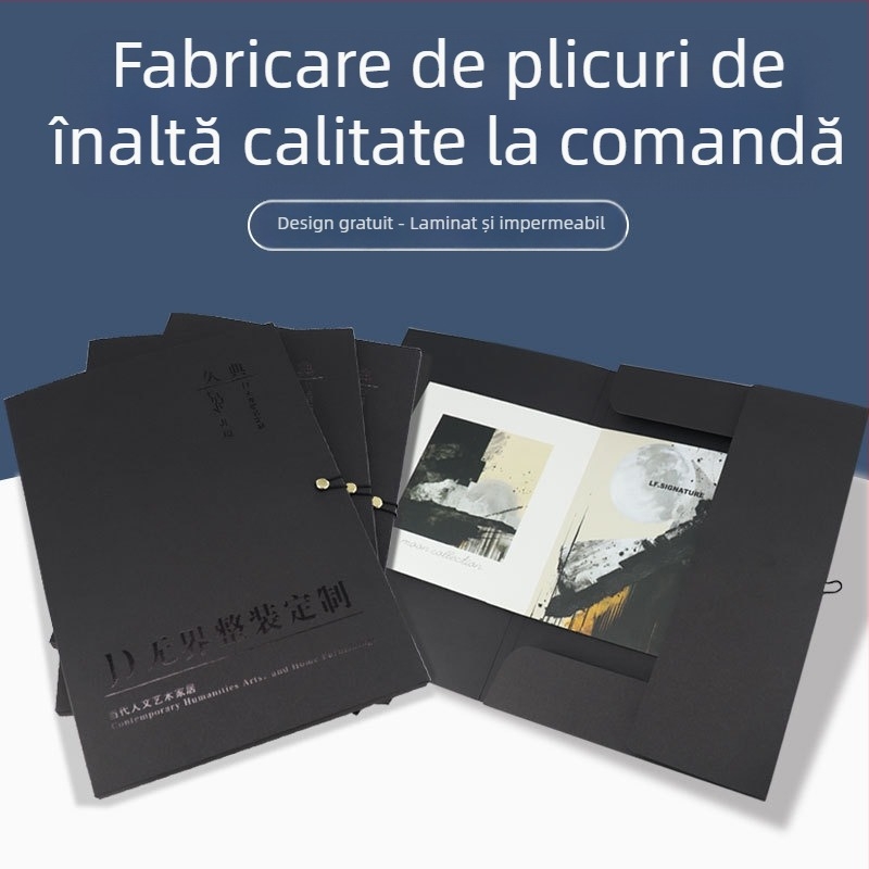 Pachet de documente imprimat în culoare, personalizat, cu inserții pentru licitații pe hârtie cu efect cupru – design copertă contract