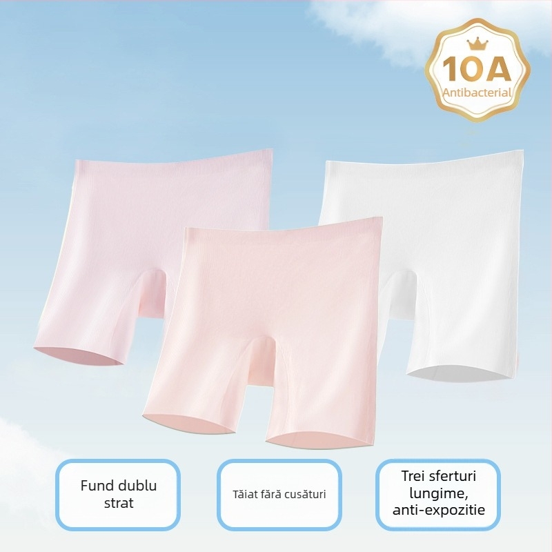 Shorturi de siguranță pentru fetițe cu lenjerie Ice Silk răcoroasă, confort antibacterian, design trei în unu