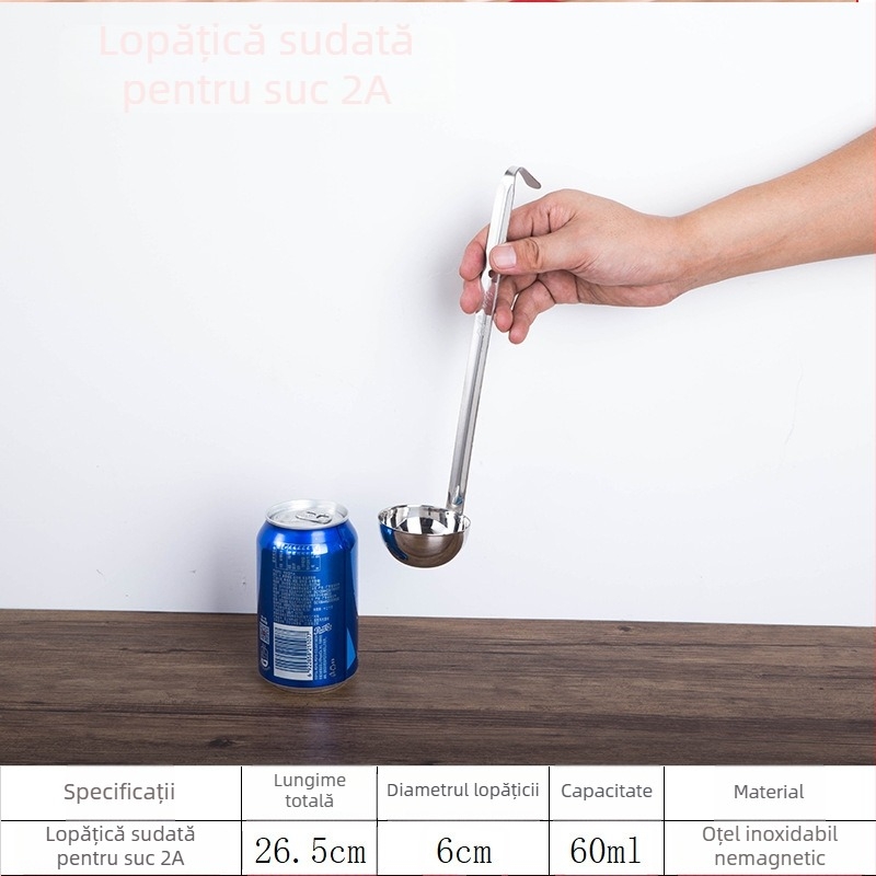 Lingură de măsurare din oțel inoxidabil, all-in-one pentru supe și coacere, cu marcaje în unci și cârlig