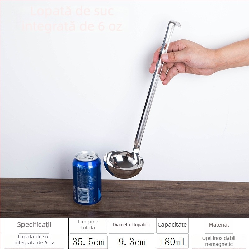 Lingură de măsurare din oțel inoxidabil, all-in-one pentru supe și coacere, cu marcaje în unci și cârlig