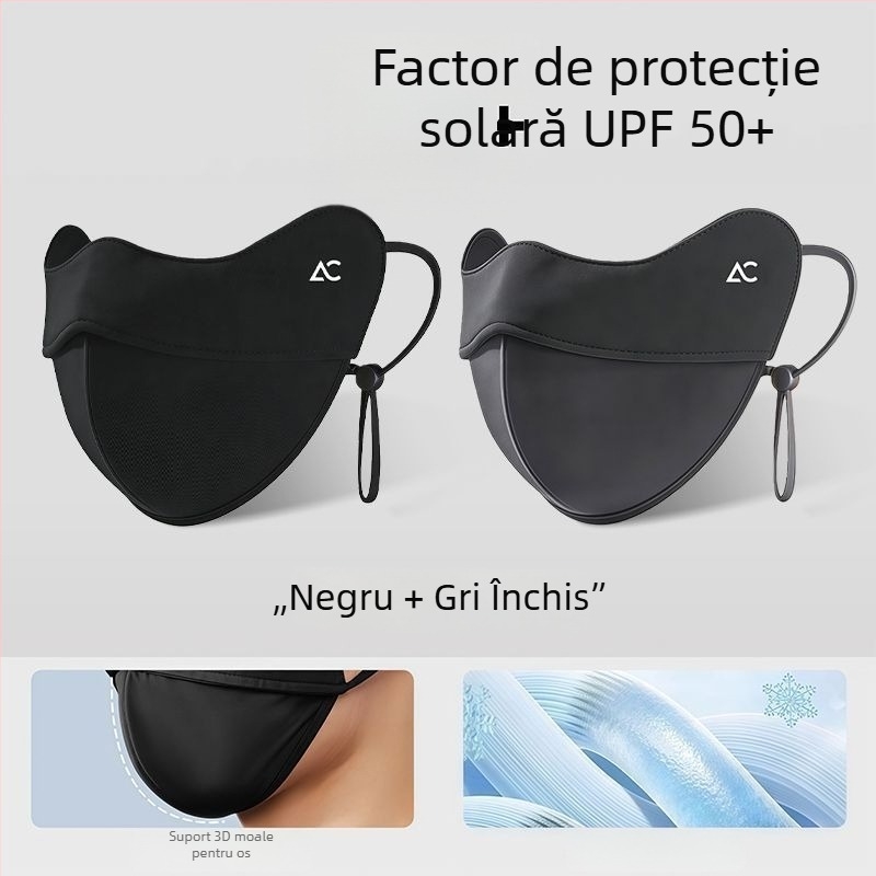 Masca de protecție solară pentru bărbați, mărime mare, protecție UV de vară, mască din ice silk respirabilă pentru față, acoperire completă a feței