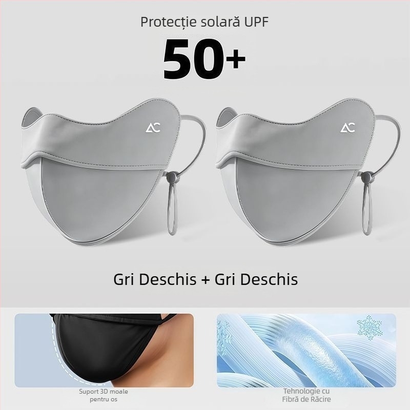 Masca de protecție solară pentru bărbați, mărime mare, protecție UV de vară, mască din ice silk respirabilă pentru față, acoperire completă a feței