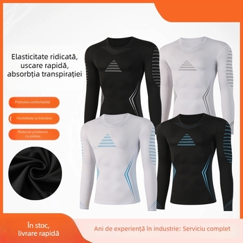 Tricou de compresie cu mâneci lungi pentru antrenament de baschet, alergare și ciclism — respirabil, uscare rapidă, elasticitate înaltă