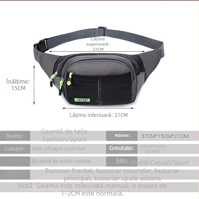 Geantă de talie pentru drumeții în aer liber, unisex, impermeabilă, crossbody pentru alergare și călătorii de recreere