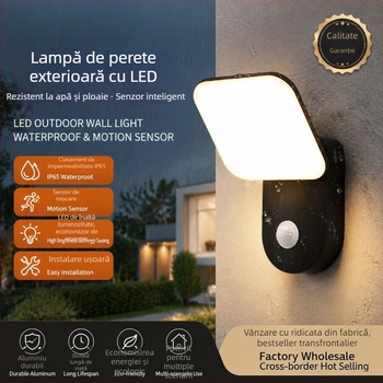 Lampă de perete LED pentru exterior, cu senzor, impermeabilă, iluminat pentru grădină, curte, terasă, balcon și intrare