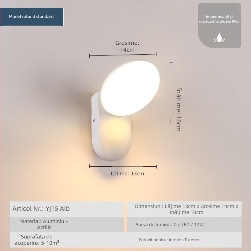 Lampă de perete LED pentru exterior, cu senzor, impermeabilă, iluminat pentru grădină, curte, terasă, balcon și intrare