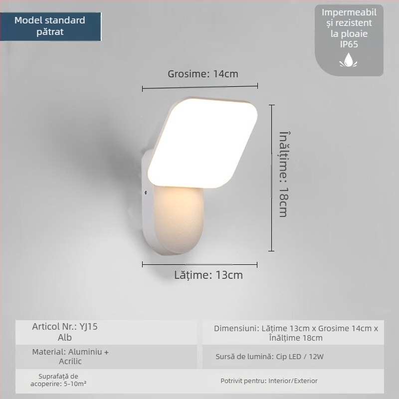 Lampă de perete LED pentru exterior, cu senzor, impermeabilă, iluminat pentru grădină, curte, terasă, balcon și intrare