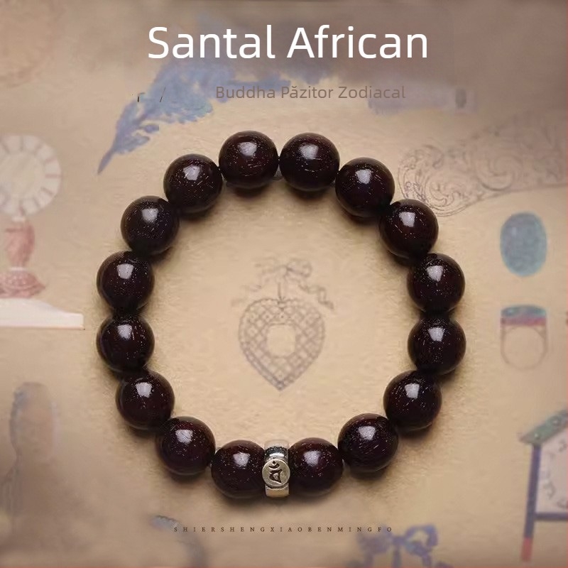 Brățară din lemn de trandafir cu mărgele Buddha pentru cele 12 zodii, mărgele din lemn de santal, stil chinezesc etnic, lucrată manual, pentru bărbați și femei