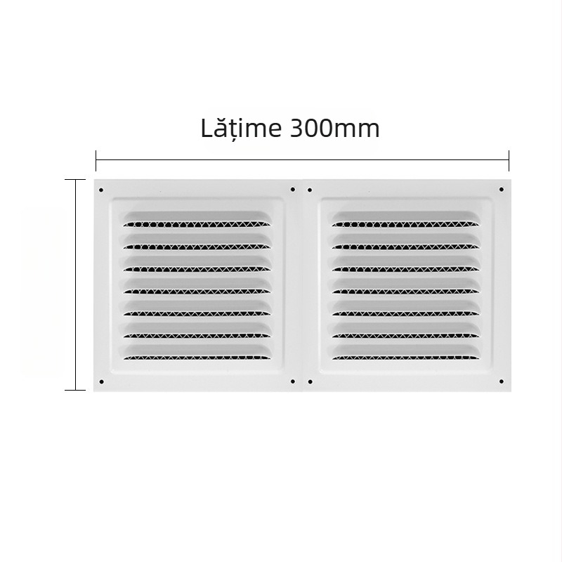 Orificiu de ventilație pentru perete exterior, lamelă plată neagră, grilaj metalic de evacuare