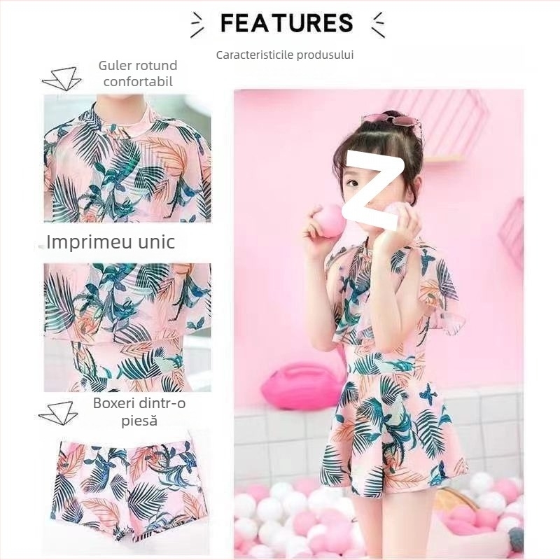 Stil coreean: costum de baie întreg pentru mamă și fiică, cu fustă și acoperire modestă a abdomenului