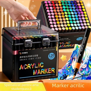 Marker acrilice cu vârfuri moi, set de artă pentru elevi și copii, culori opace, culori stivuibile