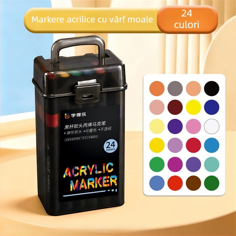 Marker acrilice cu vârfuri moi, set de artă pentru elevi și copii, culori opace, culori stivuibile