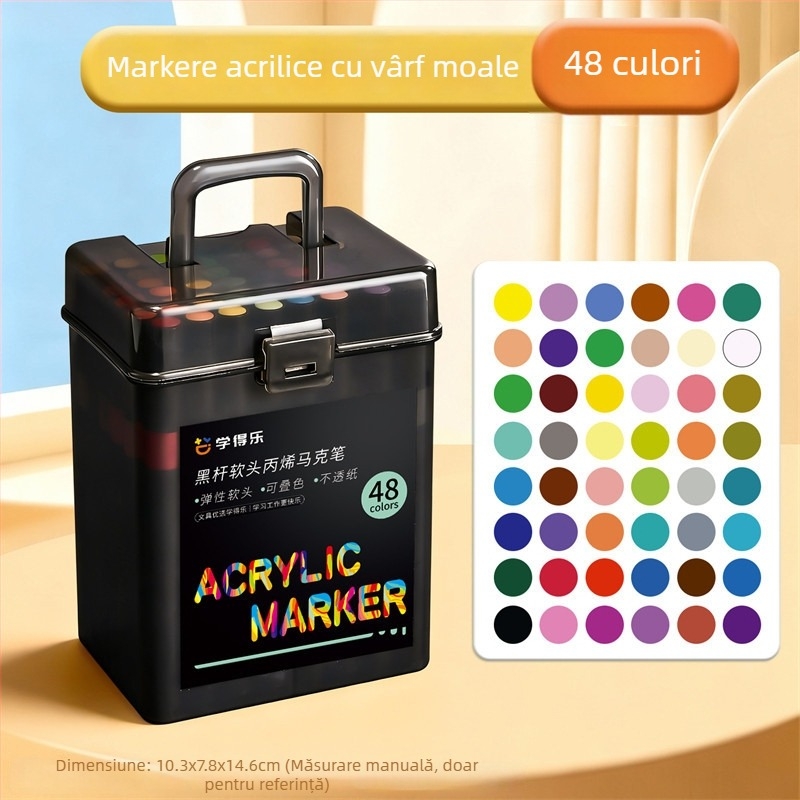 Marker acrilice cu vârfuri moi, set de artă pentru elevi și copii, culori opace, culori stivuibile
