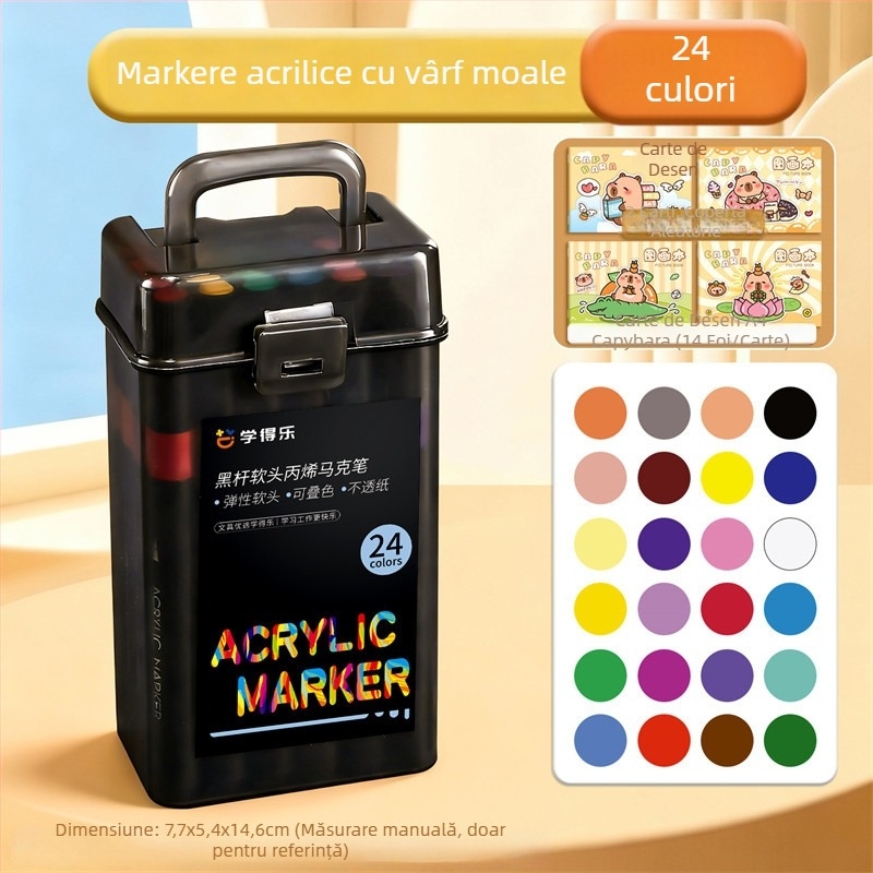 Marker acrilice cu vârfuri moi, set de artă pentru elevi și copii, culori opace, culori stivuibile