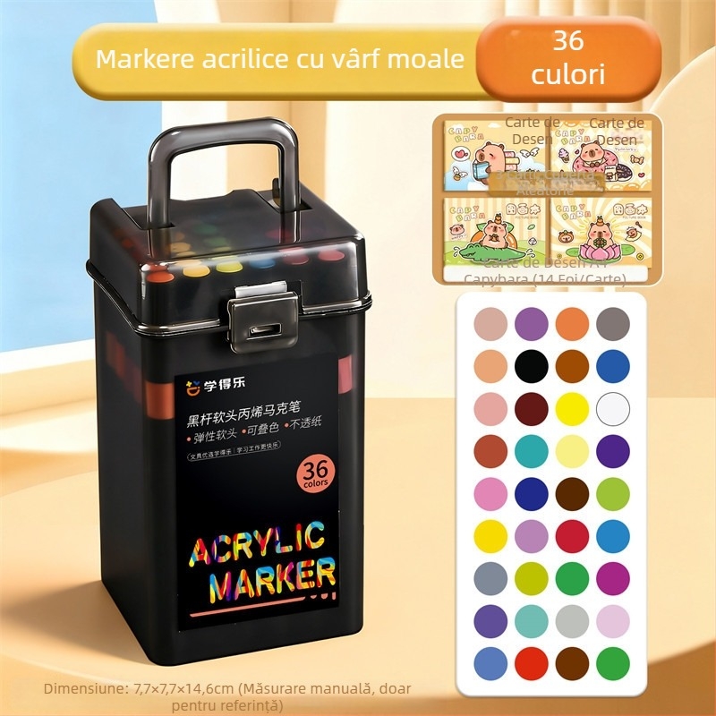 Marker acrilice cu vârfuri moi, set de artă pentru elevi și copii, culori opace, culori stivuibile