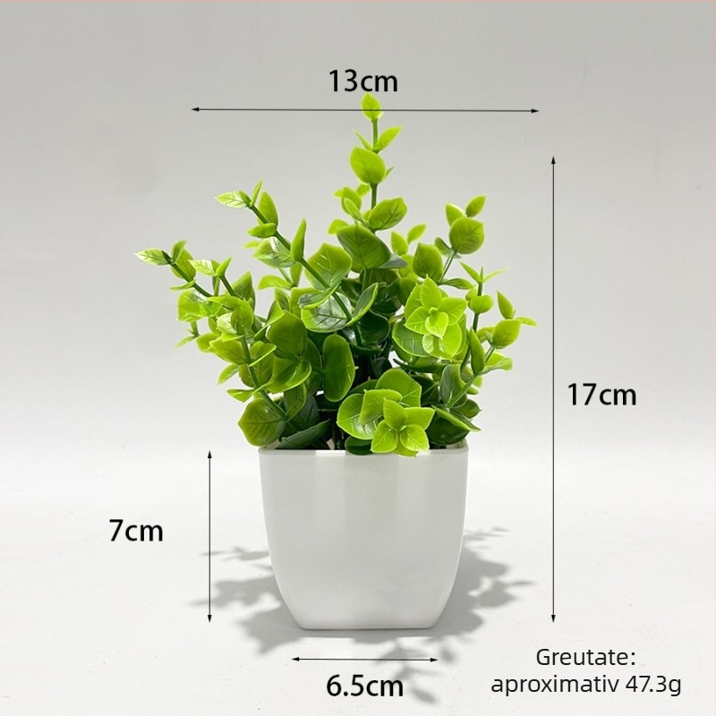 Set de plante artificiale în ghivece cu eucalipt, pentru decor interior la birou sau acasă