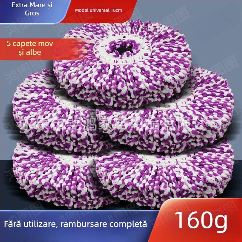 Cap de mop extra gros, 160 g, rotund, înlocuire universală, fără scame