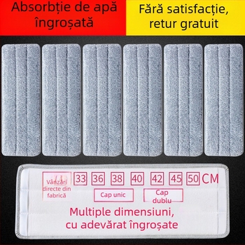 Capă de mop plat cu țesătură adezivă îngroșată, cap de înlocuire, model universal, detașabilă și lavabilă