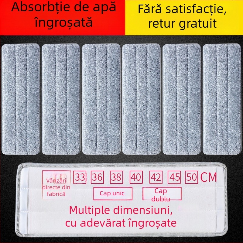 Capă de mop plat cu țesătură adezivă îngroșată, cap de înlocuire, model universal, detașabilă și lavabilă