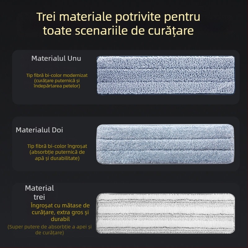 Capă de mop plat cu țesătură adezivă îngroșată, cap de înlocuire, model universal, detașabilă și lavabilă