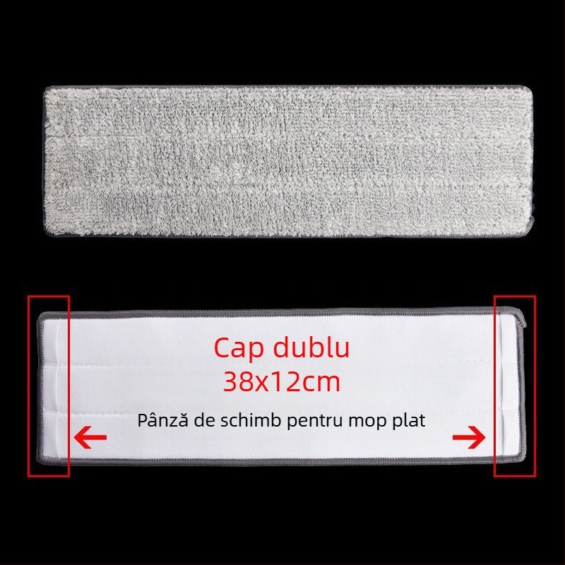 Capă de mop plat cu țesătură adezivă îngroșată, cap de înlocuire, model universal, detașabilă și lavabilă