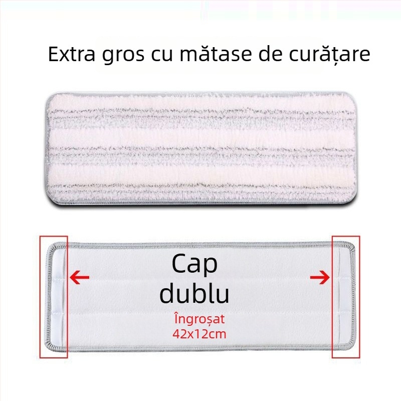 Capă de mop plat cu țesătură adezivă îngroșată, cap de înlocuire, model universal, detașabilă și lavabilă