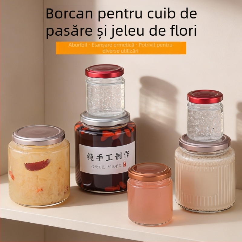Borcane din sticla îngroșate pentru cuib de pasăre și fish maw, gata de consum, borcane sigilate, borcane pentru gem