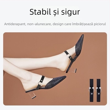 Șireturi invizibile pentru pantofi cu toc, curea elastică și cataramă pentru fixare, anti-alunecare