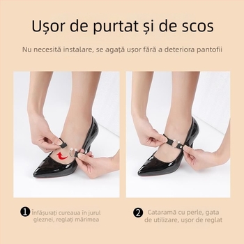 Șireturi invizibile pentru pantofi cu toc, curea elastică și cataramă pentru fixare, anti-alunecare