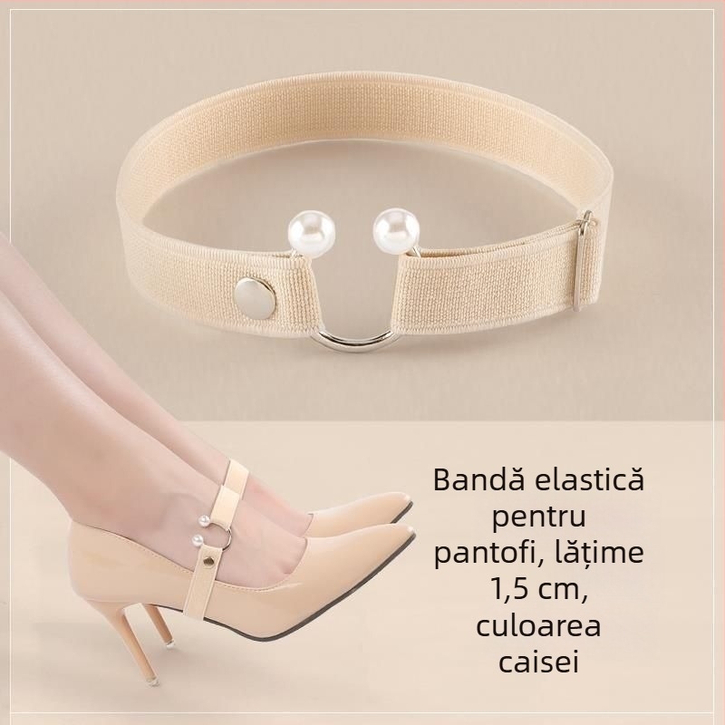 Șireturi invizibile pentru pantofi cu toc, curea elastică și cataramă pentru fixare, anti-alunecare