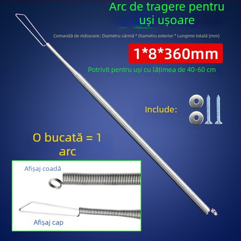Arc spiral de tensiune pentru ușă – închidere automată, arc pentru plasă de ușă, galben