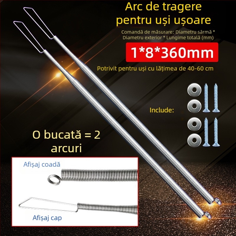 Arc spiral de tensiune pentru ușă – închidere automată, arc pentru plasă de ușă, galben