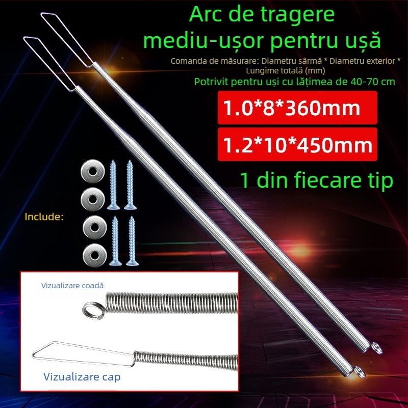 Arc spiral de tensiune pentru ușă – închidere automată, arc pentru plasă de ușă, galben