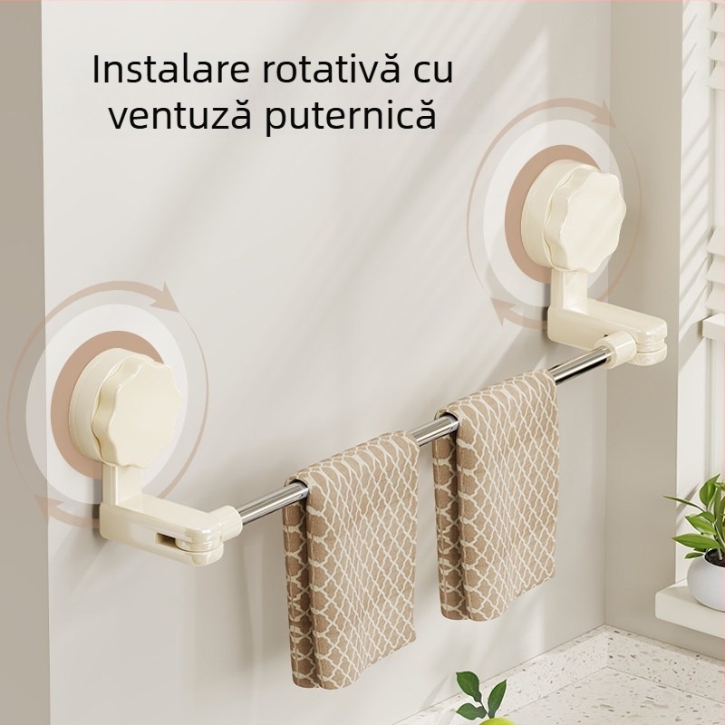 Raft cu ventuză rotativ pentru cârpe și prosoape, bucătărie, montaj fără găuri, organizator chiuvetă