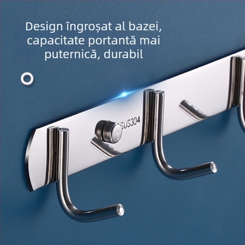 Șir de cârlige din oțel inoxidabil pentru bucătărie și baie, montaj prin găuri, sarcină mare