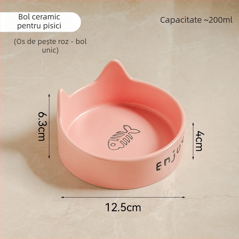 Bol ceramic negru pentru pisici și câini, anti-vărsare, farfurie pentru mâncare și apă