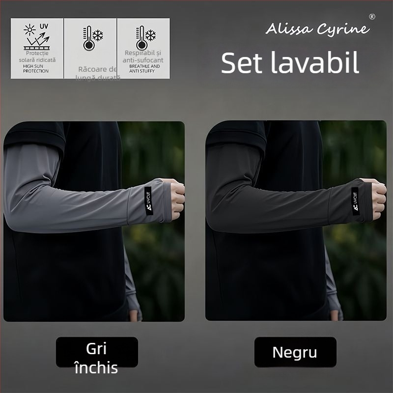 Manșete pentru brațe pentru bărbați, protecție UV, Ice Silk, vară outdoor