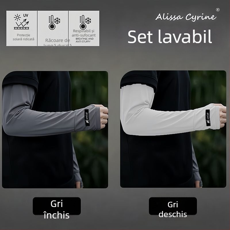 Manșete pentru brațe pentru bărbați, protecție UV, Ice Silk, vară outdoor