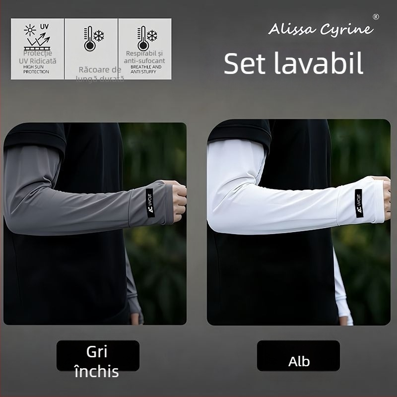 Manșete pentru brațe pentru bărbați, protecție UV, Ice Silk, vară outdoor