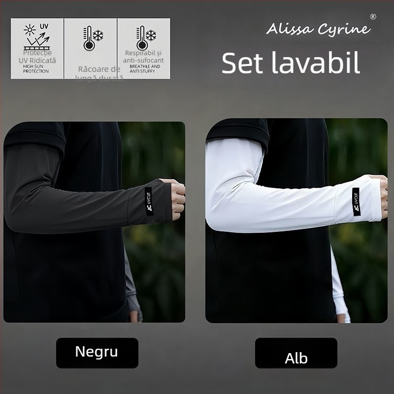Manșete pentru brațe pentru bărbați, protecție UV, Ice Silk, vară outdoor