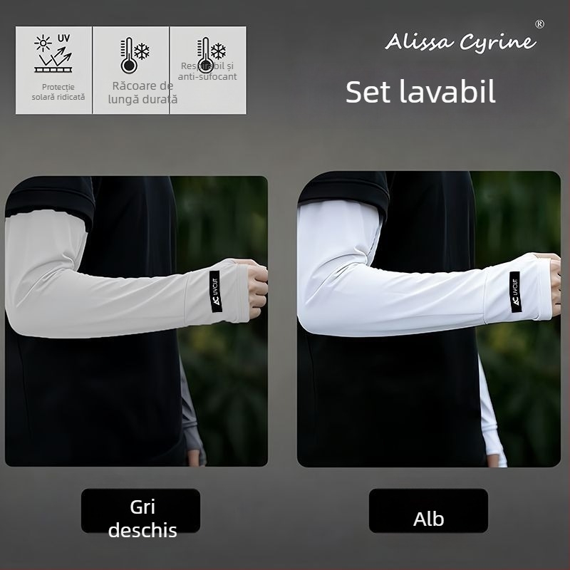 Manșete pentru brațe pentru bărbați, protecție UV, Ice Silk, vară outdoor