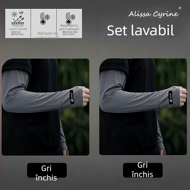 Manșete pentru brațe pentru bărbați, protecție UV, Ice Silk, vară outdoor