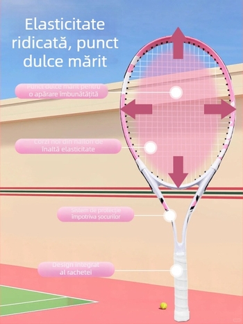 Antrenor de tenis pentru antrenament solo cu linie de revenire – set cu rachetă pentru autoantrenament (carbon)