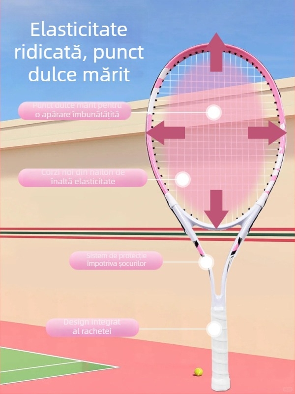 Antrenor de tenis pentru antrenament solo cu linie de revenire – set cu rachetă pentru autoantrenament (carbon)