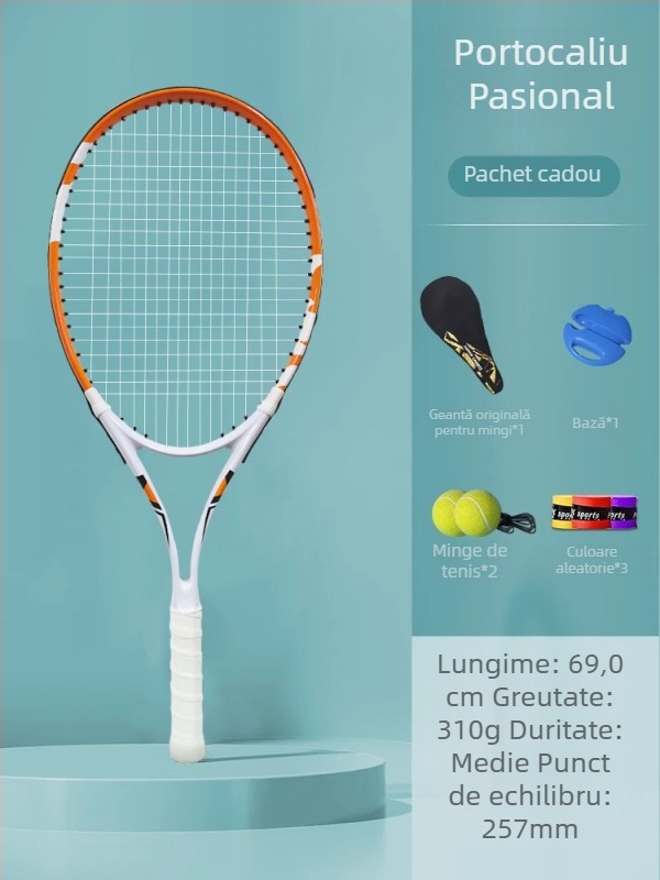 Antrenor de tenis pentru antrenament solo cu linie de revenire – set cu rachetă pentru autoantrenament (carbon)
