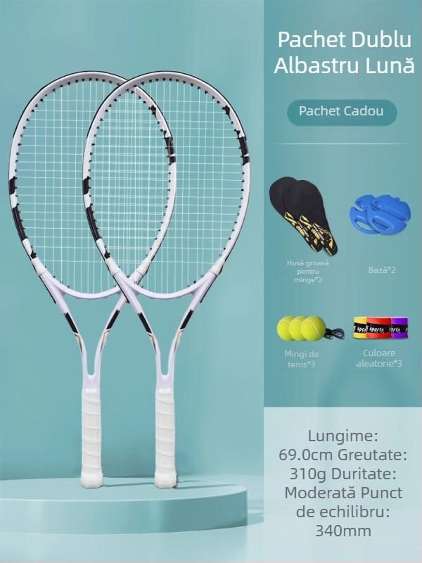 Antrenor de tenis pentru antrenament solo cu linie de revenire – set cu rachetă pentru autoantrenament (carbon)