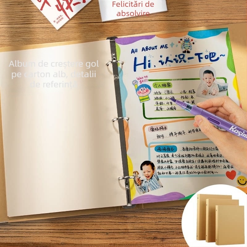 Carte de amintiri pentru absolvire – clasa a VI-a, album foto DIY cu pagini libere pentru înregistrări de creștere și colegi
