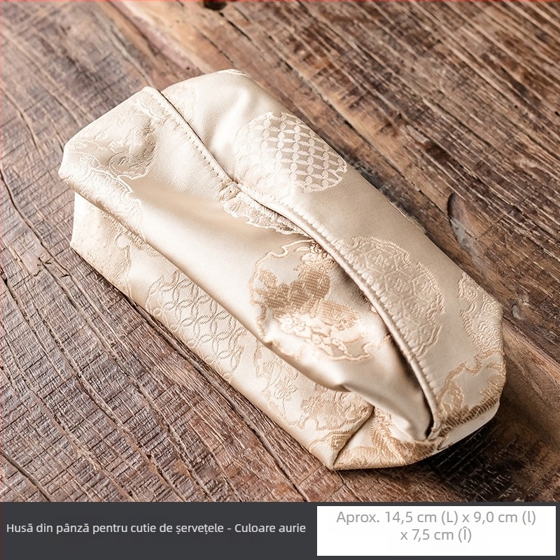 Cutie pentru șervețele lucrată manual, cu husă din țesătură, stil chinezesc, decor de birou